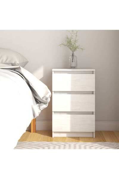 Concept Noptieră, alb, 40x29,5x64 cm, lemn masiv de pin