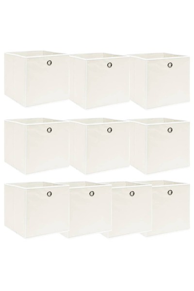Concept Κουτιά αποθήκευσης, 10 τεμ., λευκό, 32x32x32 cm, ύφασμα