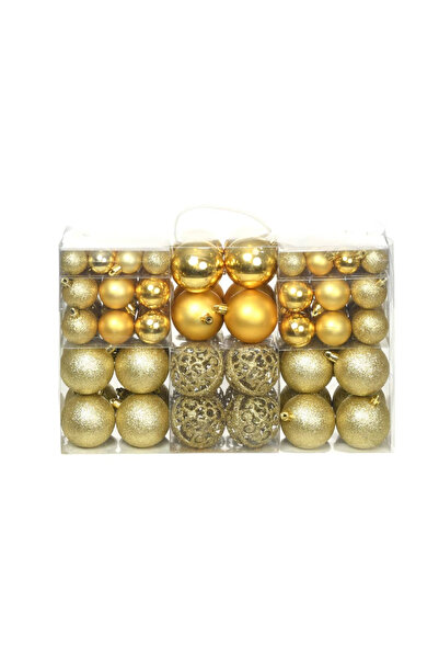Concept Σετ χριστουγεννιάτικων μπιχλιμπιδιών 100 τεμαχίων, 3/4/6 εκ., χρυσό
