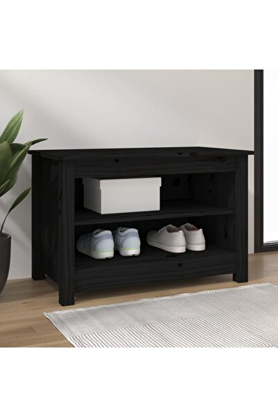 Concept Παγκάκι για παπούτσια, μαύρο, 70x38x45,5 cm, μασίφ ξύλο πεύκου