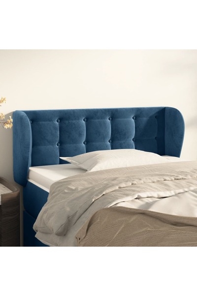 Concept Tăblie pat cu aripioare albastru închis 83x23x78/88 cm catifea