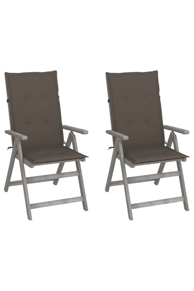 Concept Πτυσσόμενες καρέκλες κήπου με μαξιλάρια, 2 τεμ., από μασίφ ξύλο ακακίας