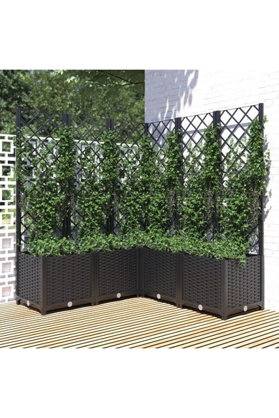Concept Γλάστρα κήπου με πέργκολα, καφέ, 120x120x136 cm, PP