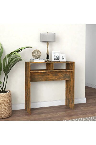 Concept Τραπέζι κονσόλας, καπνιστή δρυς, 78x30x80 εκ., επεξεργασμένο ξύλο