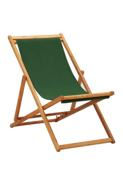 Concept Πτυσσόμενη καρέκλα θαλάσσης, πράσινη, ξύλο ευκαλύπτου και ύφασμα