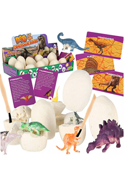 Ikonka Set educativ de arheologie pentru copii, cu 12 Dino Eggs, unelte si ac...