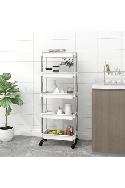Concept Τρόλεϊ κουζίνας 5 επιπέδων λευκό 40x22x116 εκ. σίδερο και ABS