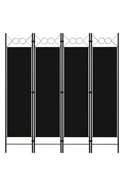 Concept Paravan de cameră cu 4 panouri, negru, 160 x 180 cm