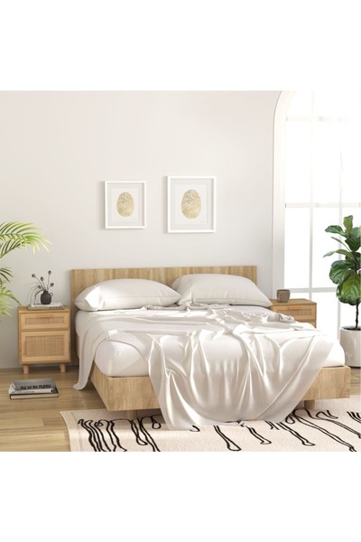 Concept Noptiere, 2 buc., maro, lemn masiv de pin și ratan