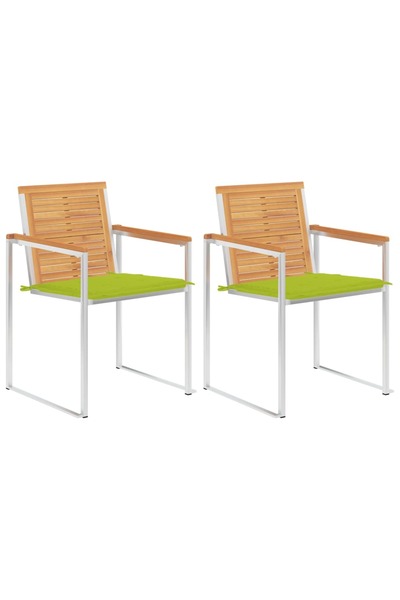 Concept Καρέκλες κήπου με μαξιλάρια, 2 τεμ., από μασίφ ξύλο τικ και χάλυβα