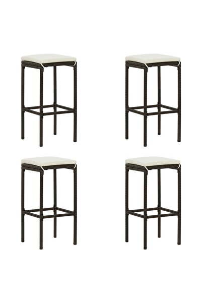 Concept Scaune de bar cu perne, 4 buc., maro, poliratan