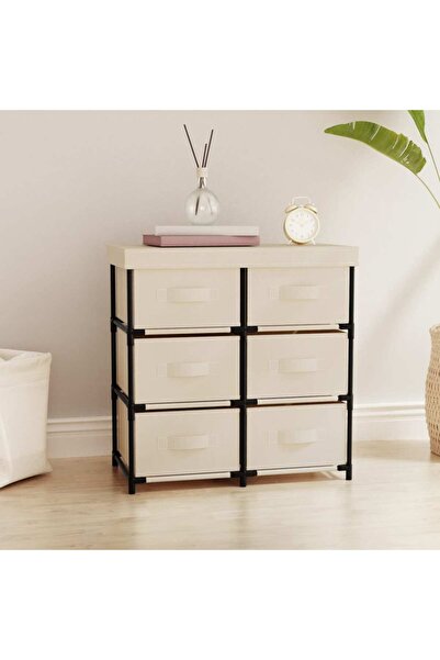 Concept Ντουλάπι αποθήκευσης με 6 συρτάρια, κρεμ, 55x29x55 cm, ατσάλι