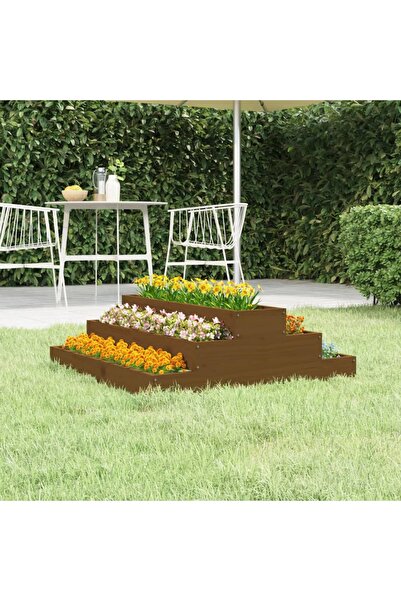 Concept Γλάστρα, μελί καφέ, 80x80x27 cm, μασίφ ξύλο πεύκου