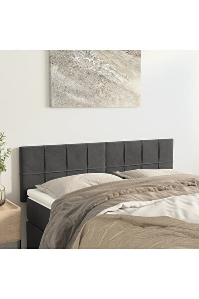 Concept Tăblii de pat, 2 buc., gri închis, 72x5x78/88 cm, catifea