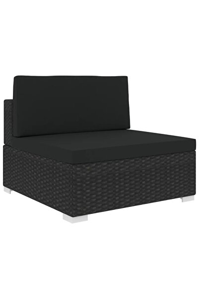 Concept Scaun modular de mijloc, 1 buc., negru, poliratan, cu perne