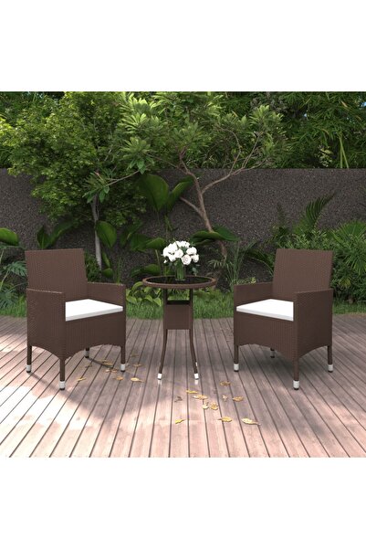 Concept Σετ επίπλων κήπου, 3 τεμάχια, καφέ, πολυρατάν