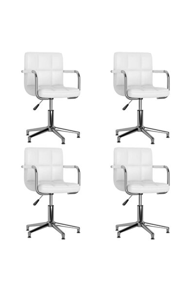 Concept Περιστρεφόμενες καρέκλες κουζίνας, 4 τεμ., λευκές, οικολογικό Δερμάτινο