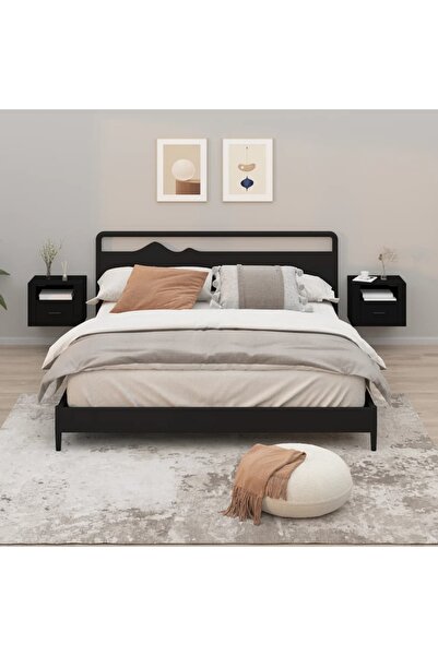 Concept Επιτοίχια κομοδίνα, 2 τεμ., μαύρα, 50x36x40 εκ.