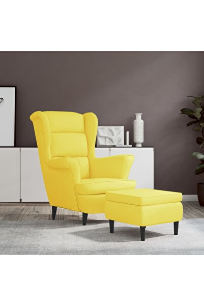 Concept Πολυθρόνα και σκαμπό με ανακλινόμενη πλάτη, κίτρινο μουσταρδί, Βελούδο