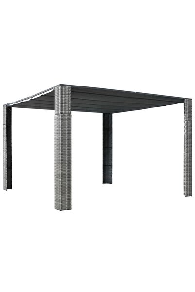 Concept Pavilion cu acoperiș, gri/antracit, 300x300x200 cm, poliratan