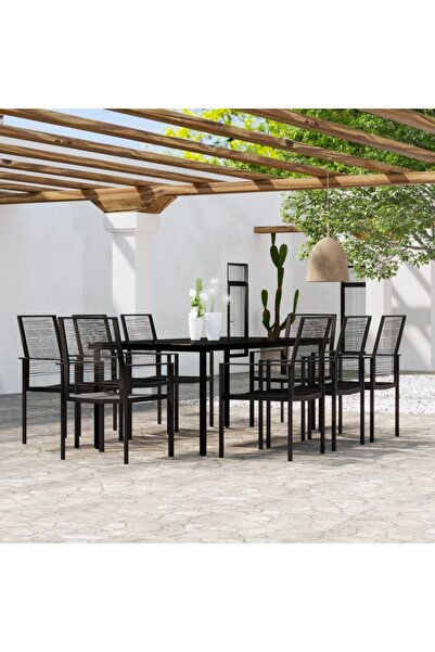 Concept Σετ επίπλων κήπου, 9 τεμάχια, μαύρο