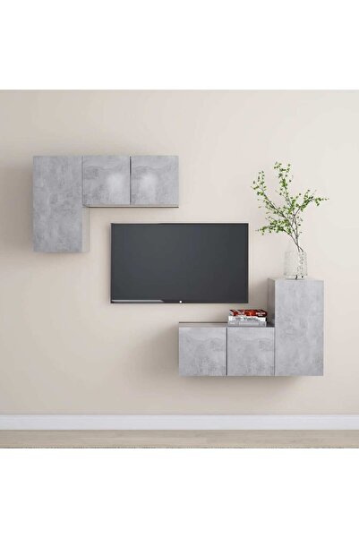 Concept Set dulapuri TV, 4 piese, gri beton, PAL