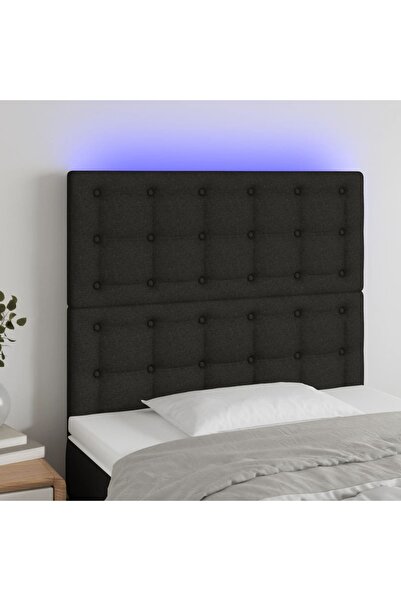 Concept Tăblie de pat cu LED, negru, 100x5x118/128 cm, textil