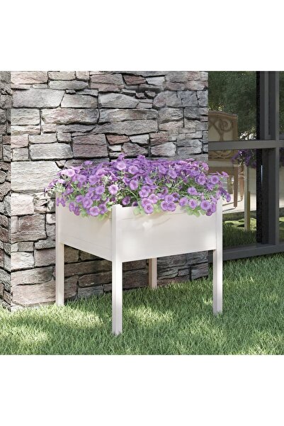 Concept Γλάστρα κήπου, λευκή, 70x70x70 cm, από μασίφ ξύλο πεύκου