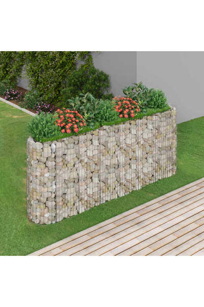 Concept Strat înălțat gabion, 260x50x100 cm, fier galvanizat