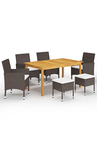 Concept Σετ τραπεζιού κήπου, 7 τεμάχια, καφέ