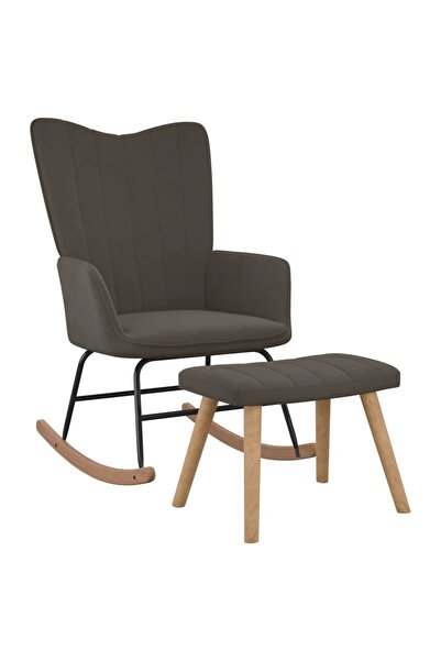 Concept Scaun balansoar cu taburet, gri închis, catifea
