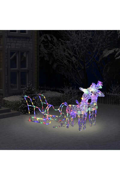 Concept Christmas decoration reindeer and sleigh 160 LEDs 130 cm acrylic