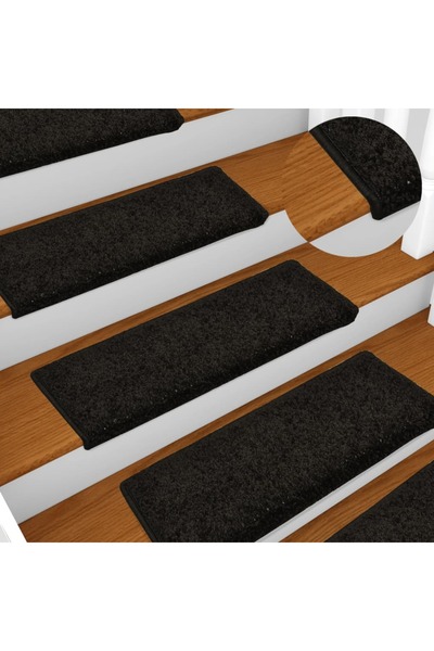 Concept Πατάκια σκαλοπατιών, 15 τεμ., μαύρα, 65 x 25 cm