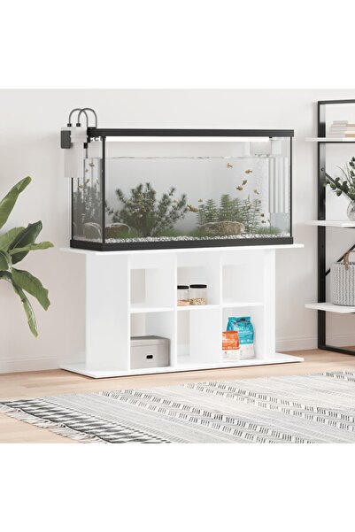 Concept Suport acvariu, alb extralucios, 120x40x60 cm, lemn prelucrat