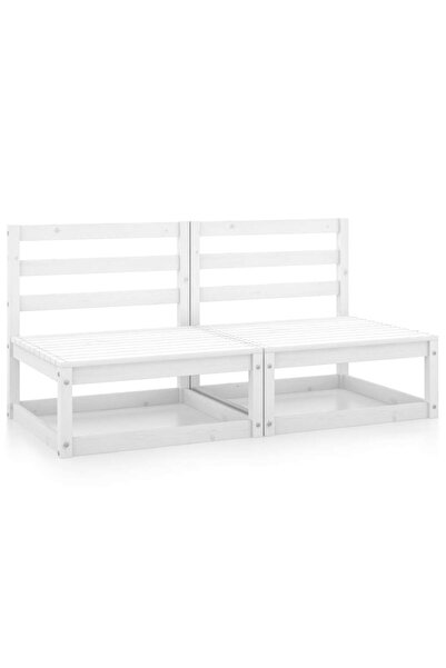 Concept Καναπέδες κήπου, 2 τεμ., λευκοί, μασίφ ξύλο πεύκου