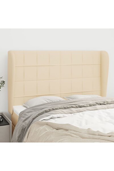 Concept Tăblie de pat cu aripioare, crem, 147x23x118/128 cm, textil