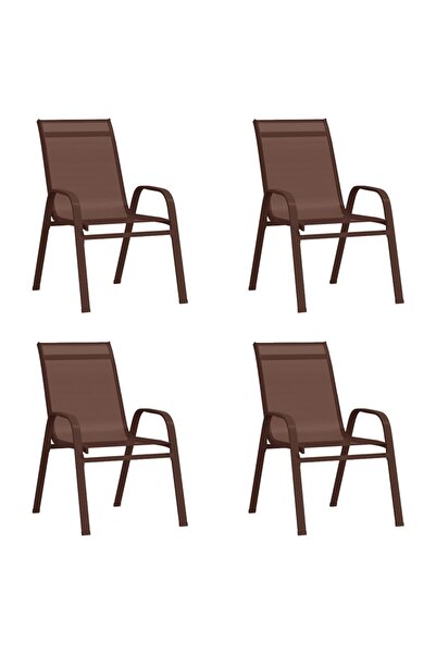 Concept Scaune de grădină stivuibile, 4 buc., maro, textilenă