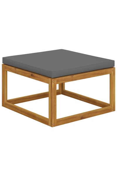 Concept Taburet de picioare, cu pernă gri închis, lemn masiv de acacia