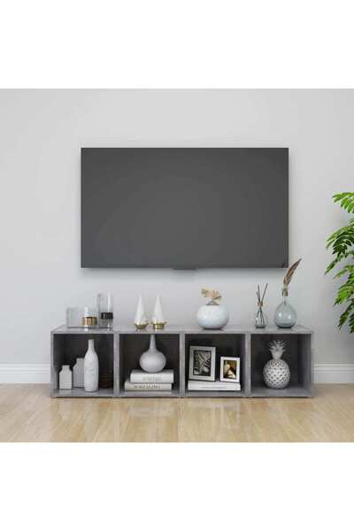 Concept Έπιπλα τηλεόρασης, 4 τεμ., γκρι σκυροδέματος, 37x35x37 cm, μοριοσανίδα