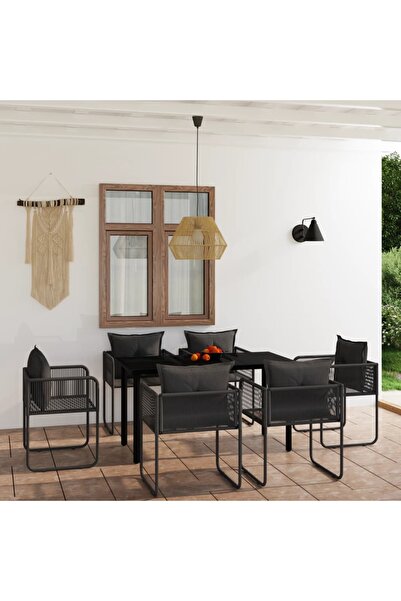Concept Σετ επίπλων κήπου, 7 τεμάχια, μαύρο