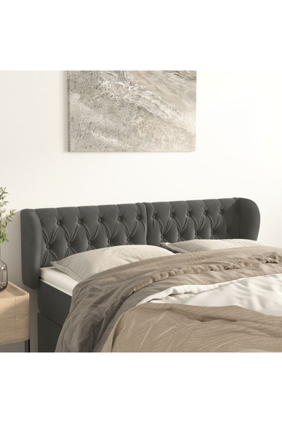 Concept Tăblie de pat cu aripioare gri închis 163x23x78/88 cm catifea