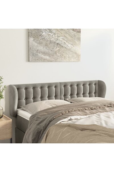 Concept Tăblie de pat cu aripioare gri deschis 147x23x78/88 cm catifea
