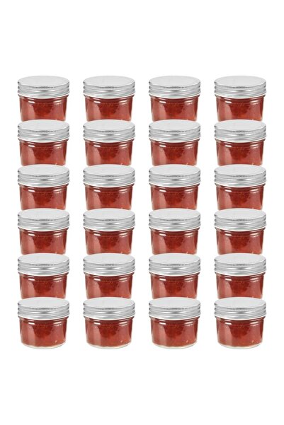 Concept Γυάλινα βάζα μαρμελάδας με ασημένια καπάκια 24 τεμ. 110 ml