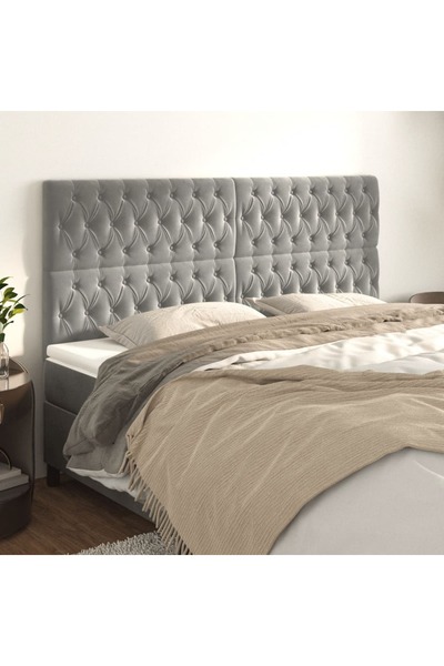 Concept Tăblii de pat, 4 buc, gri deschis, 90x7x78/88 cm, catifea