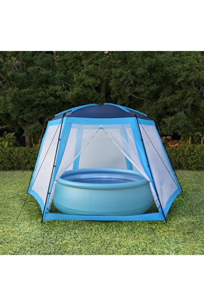 Concept Cort de piscină, albastru, 590x520x250 cm, țesătură