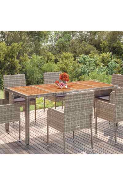 Concept Masă de grădină cu blat din sticlă gri, 190x90x75 cm, poliratan