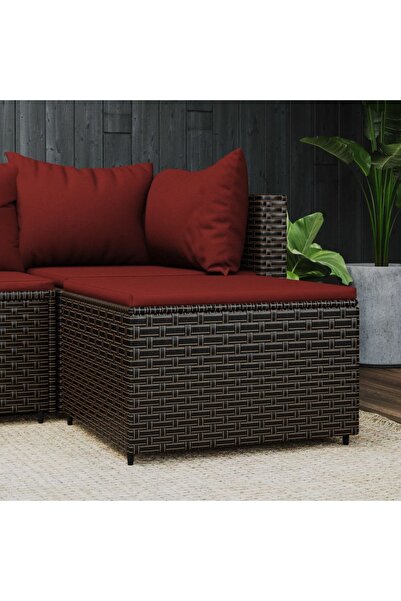 Concept Taburet de grădină cu pernă, maro, poliratan