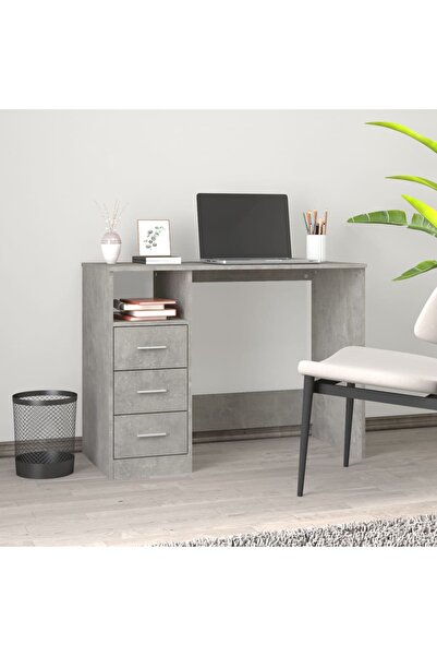 Concept Birou cu sertare, gri beton, 102x50x76 cm, lemn prelucrat