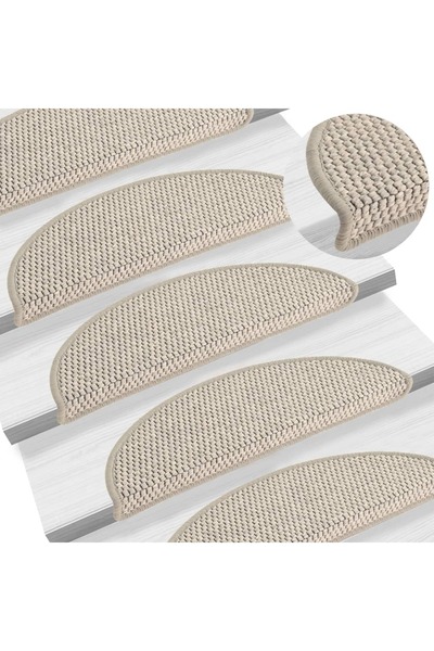 Concept Covorașe scări autoadezive, 15 buc., gri taupe, 56x20cm, sisal