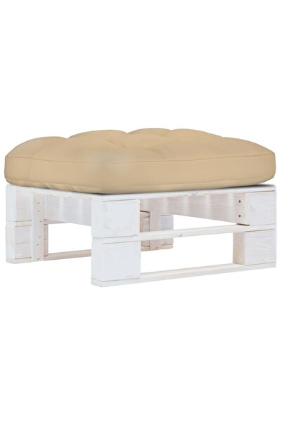 Concept Taburet din paleți de grădină, alb, lemn de pin tratat